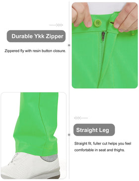 Bakery pants belt-closure and loops for secure on-course wear.