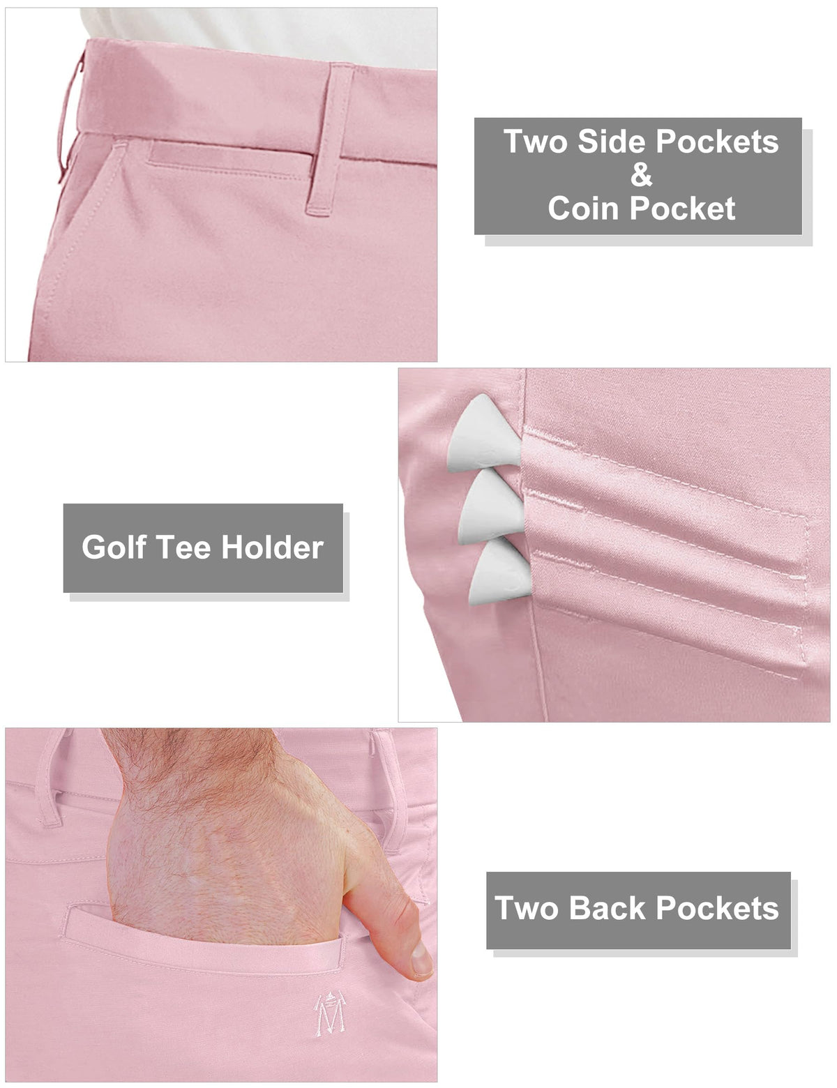Bakery men's golf pants pink color option for versatile course style