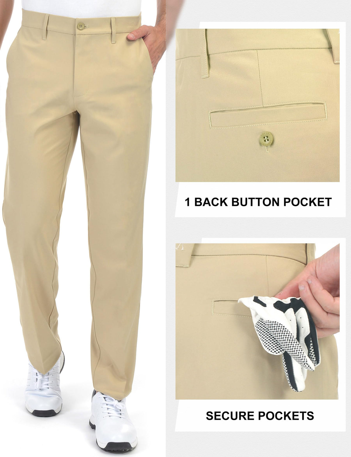 Bakery five-pocket design offers convenient storage during rounds.