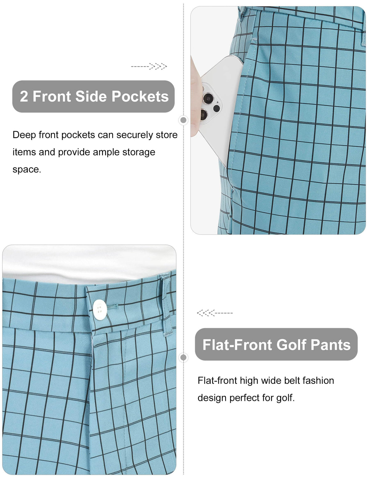 Bakery Men's Golf Pants Multiple Pockets keep essentials secure on the course.
