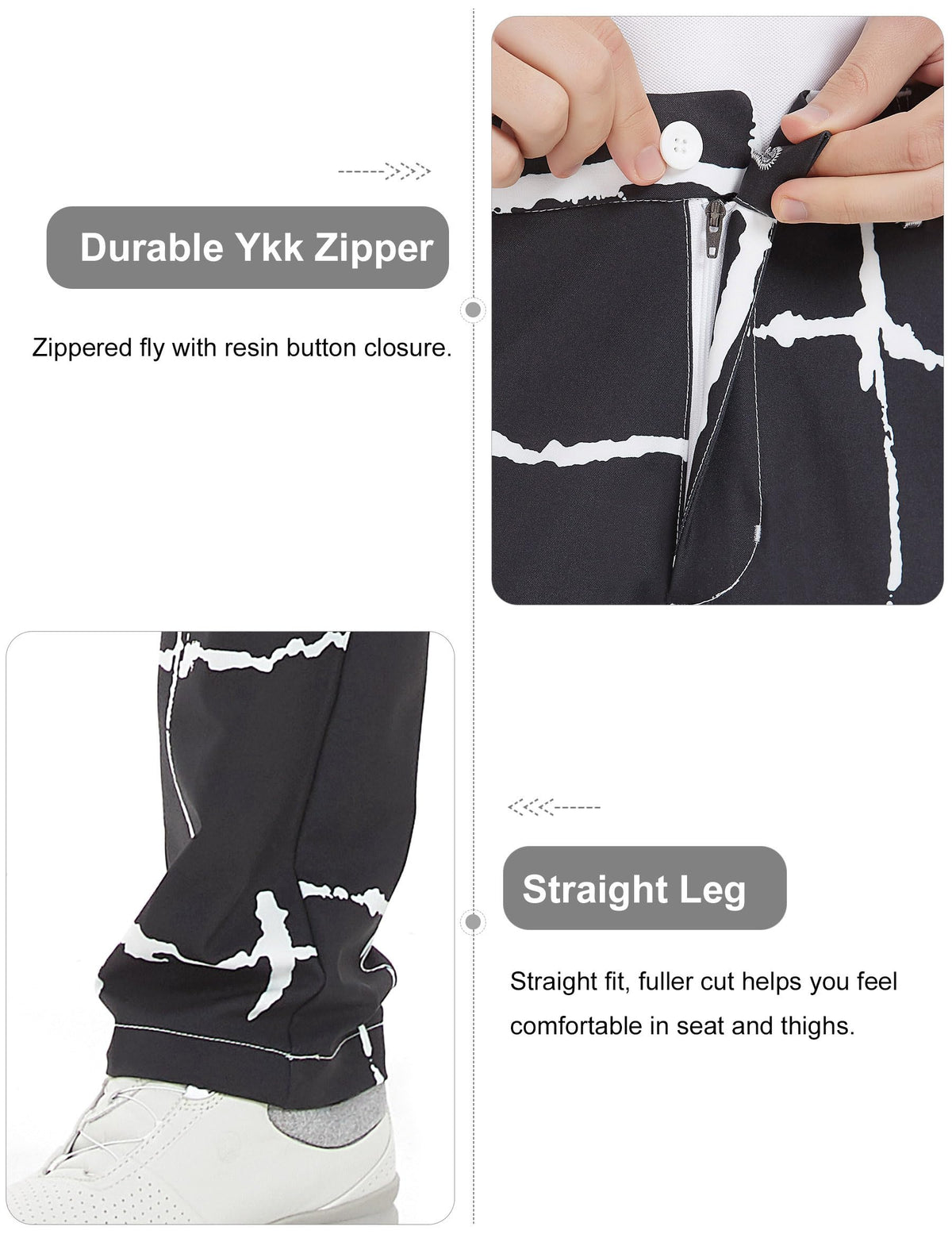 Bakery men's golf pants stripe pattern ideal for stylish on and off course wear.