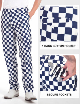 Bakery multiple-pocket golf pants—five-pocket design secures essentials.