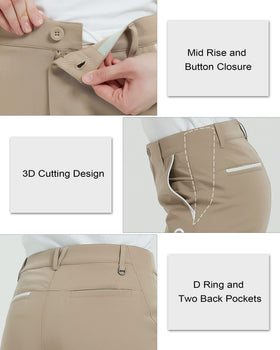 Bakery women's golf pants six-pocket design keeps essentials organized.