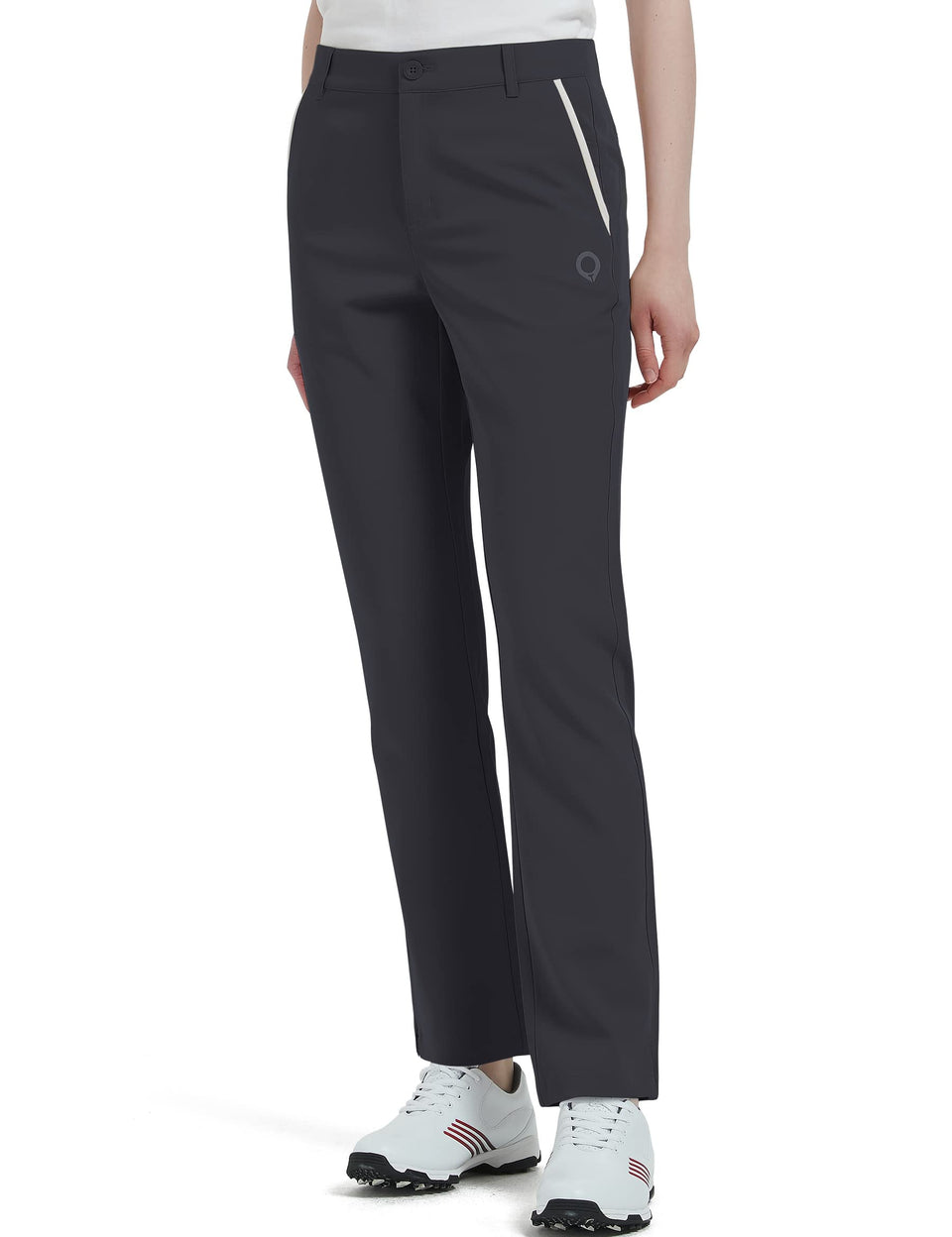 Bakery women's golf pants stretch back pocket showing secure button closure