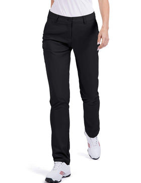 Bakery women's golf pants in black, full view, showing straight-leg versatility for on and off the course.