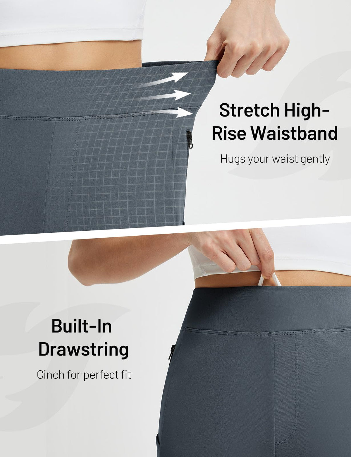 Baleaf dark grey petite-fit pants showcasing versatile styling