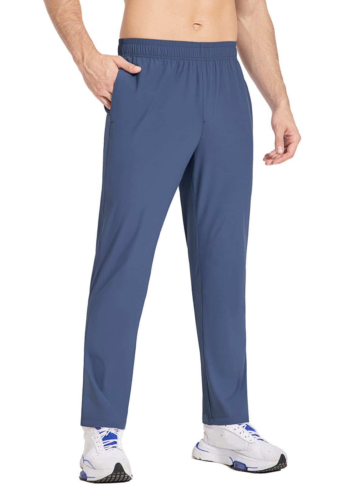 baleaf pants showing zipper side pockets in blue for secure storage during training