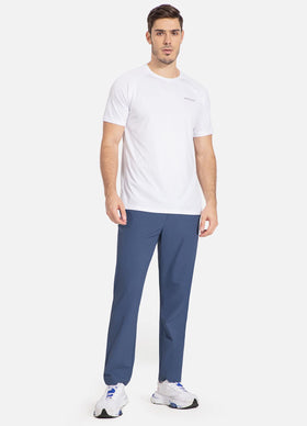 Baleaf men's workout pants blue fabric texture emphasizes breathability and stretch