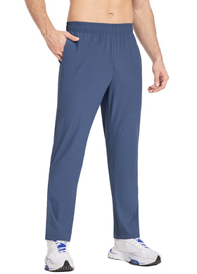 Baleaf men's workout pants blue side zip pockets secure essentials during training
