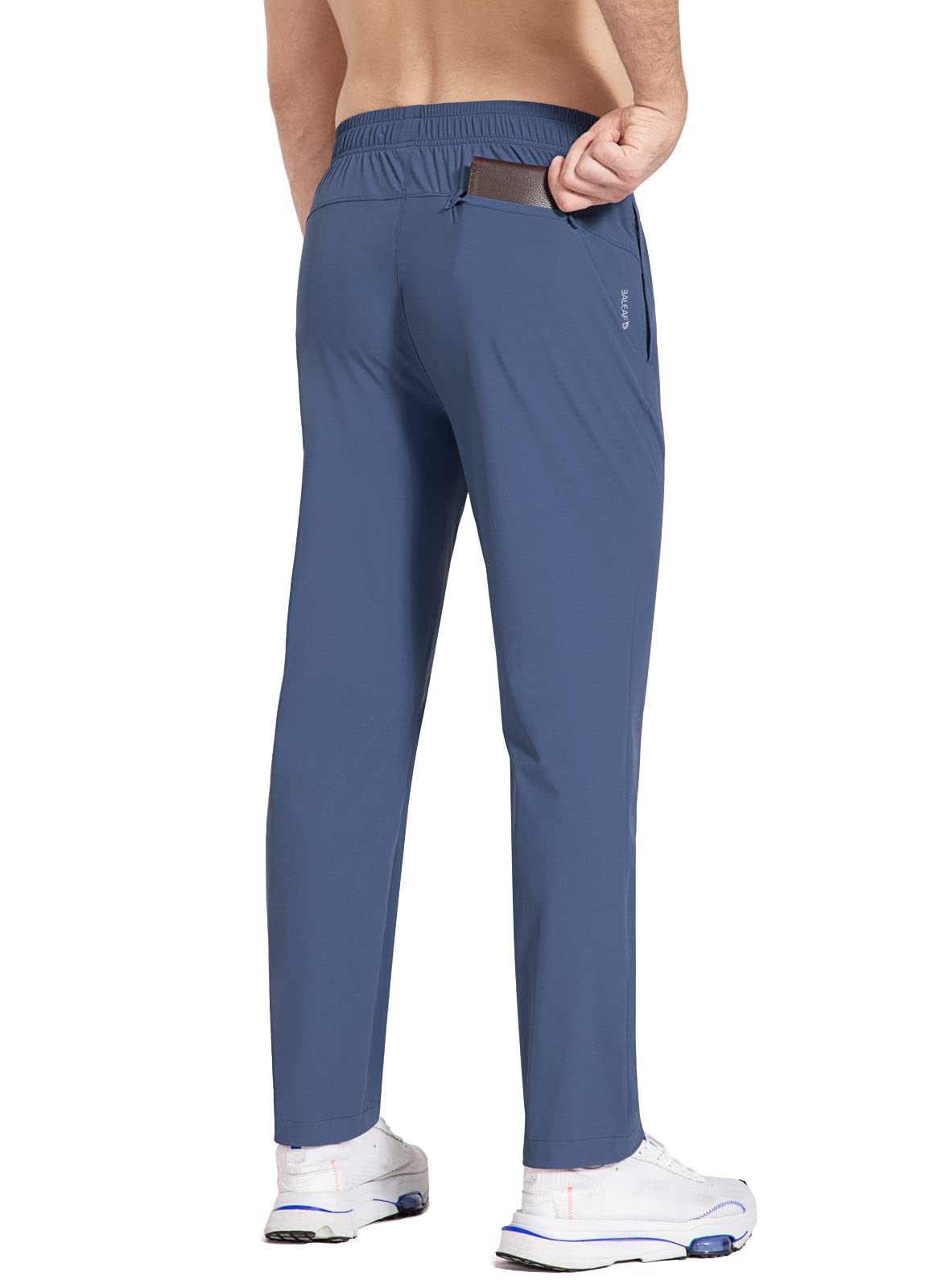baleaf mens workout pants in blue with lightweight fabric for dry comfort during training