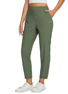 baleaf travel pants army green front view highlights lightweight stretch for comfort