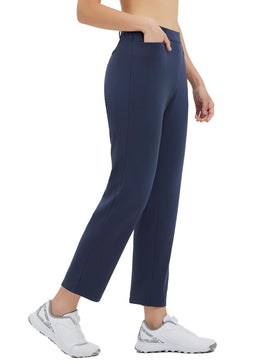 Baleaf fleece-lined winter golf pants for women in navy for warmth.