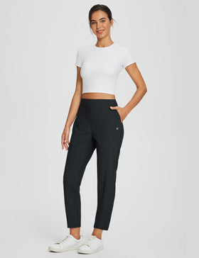baleaf women's black stretch ankle pants showing 7/8 length silhouette