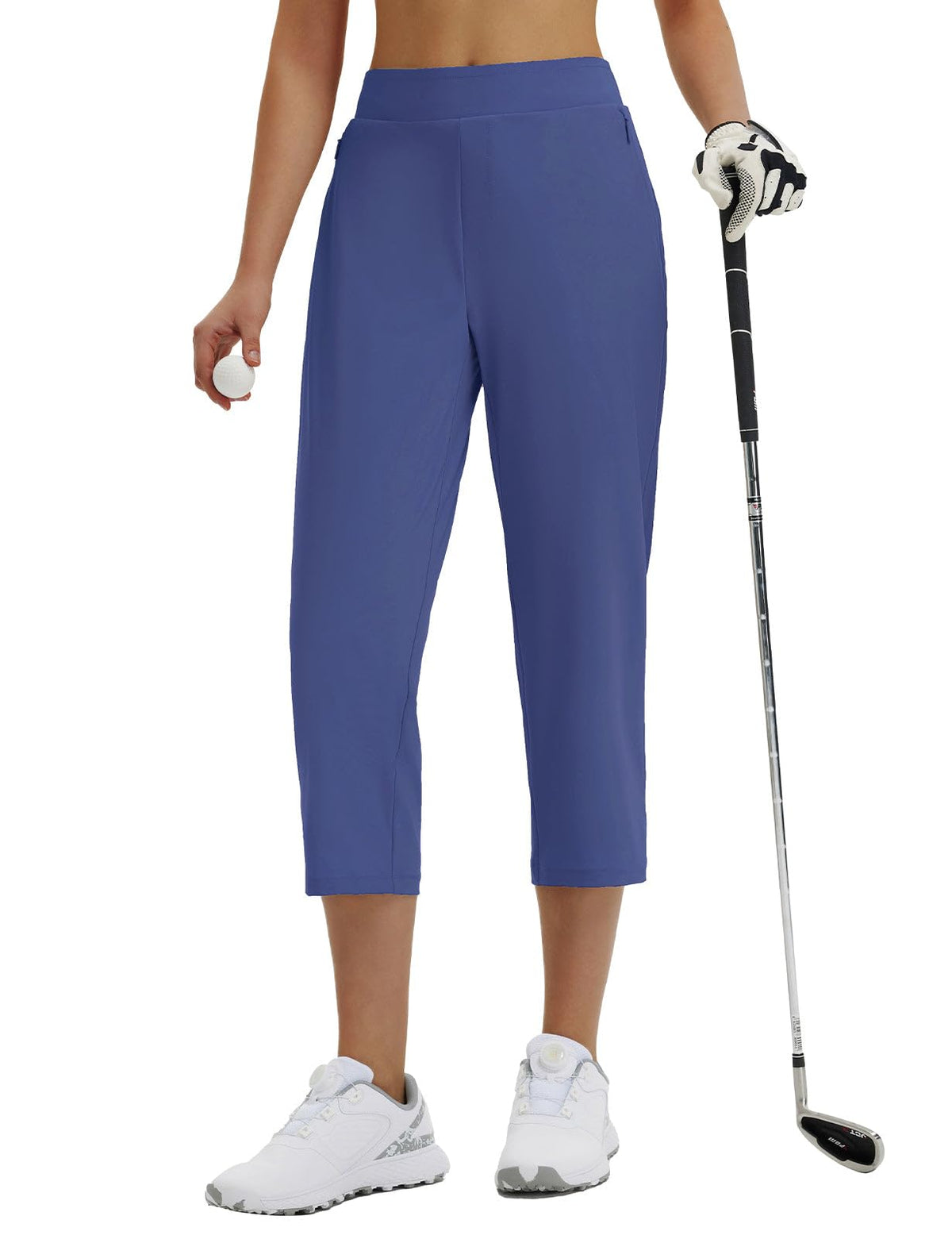 Baleaf Womens capris front view highlighting lightweight fabric for golf and travel