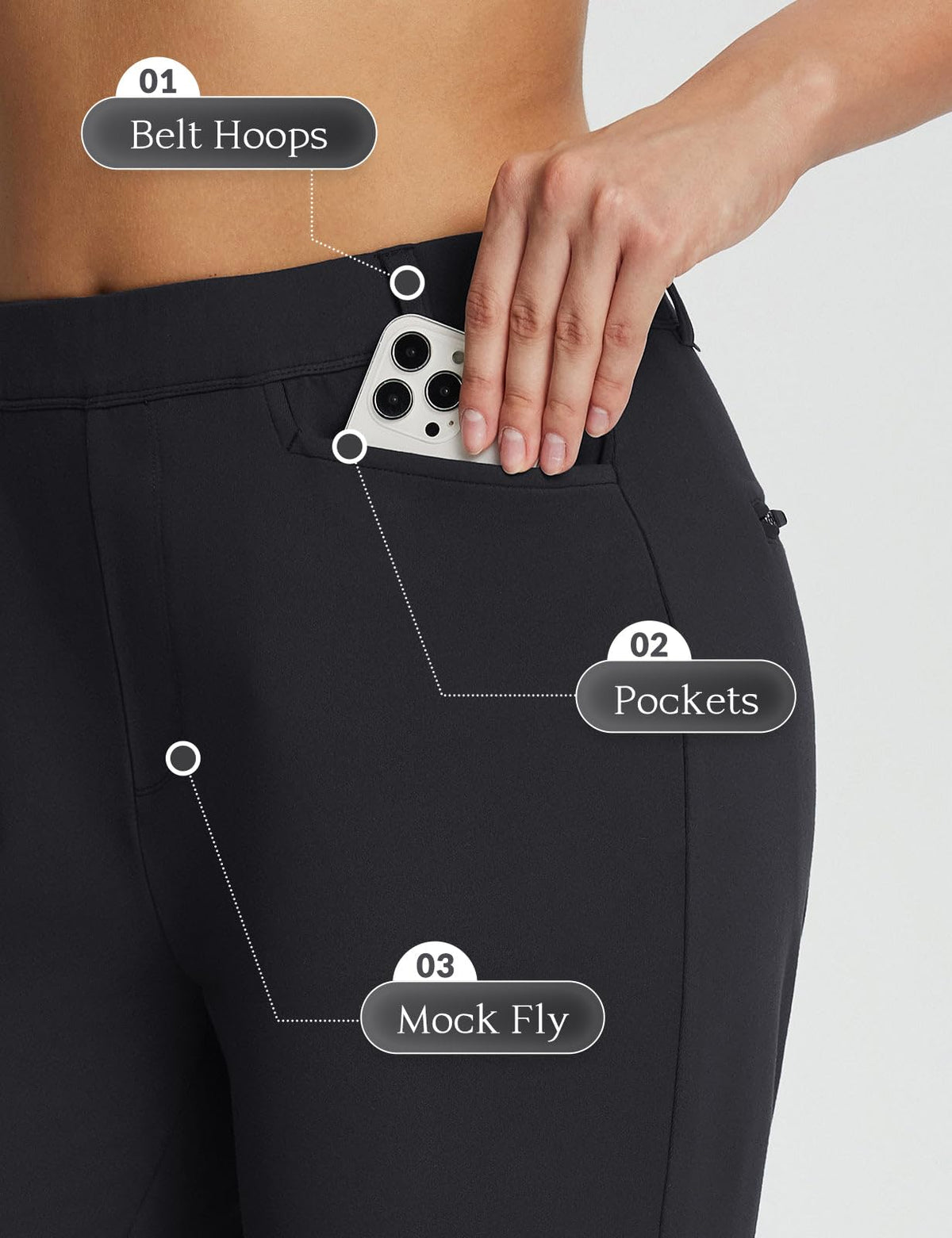 Baleaf fleece lined golf pants fabric detail; thermal texture and breathability