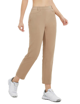 Baleaf women's fleece-lined golf pants with front pocket for easy phone access on the course
