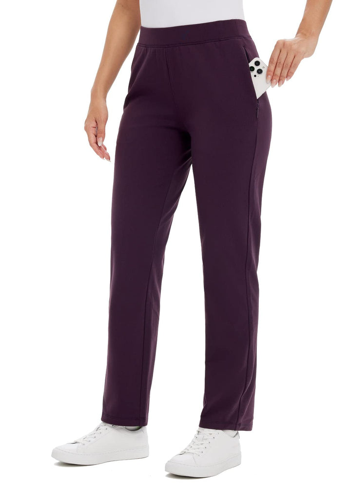Baleaf fleece-lined pants front view showing a tailored straight leg and warmth