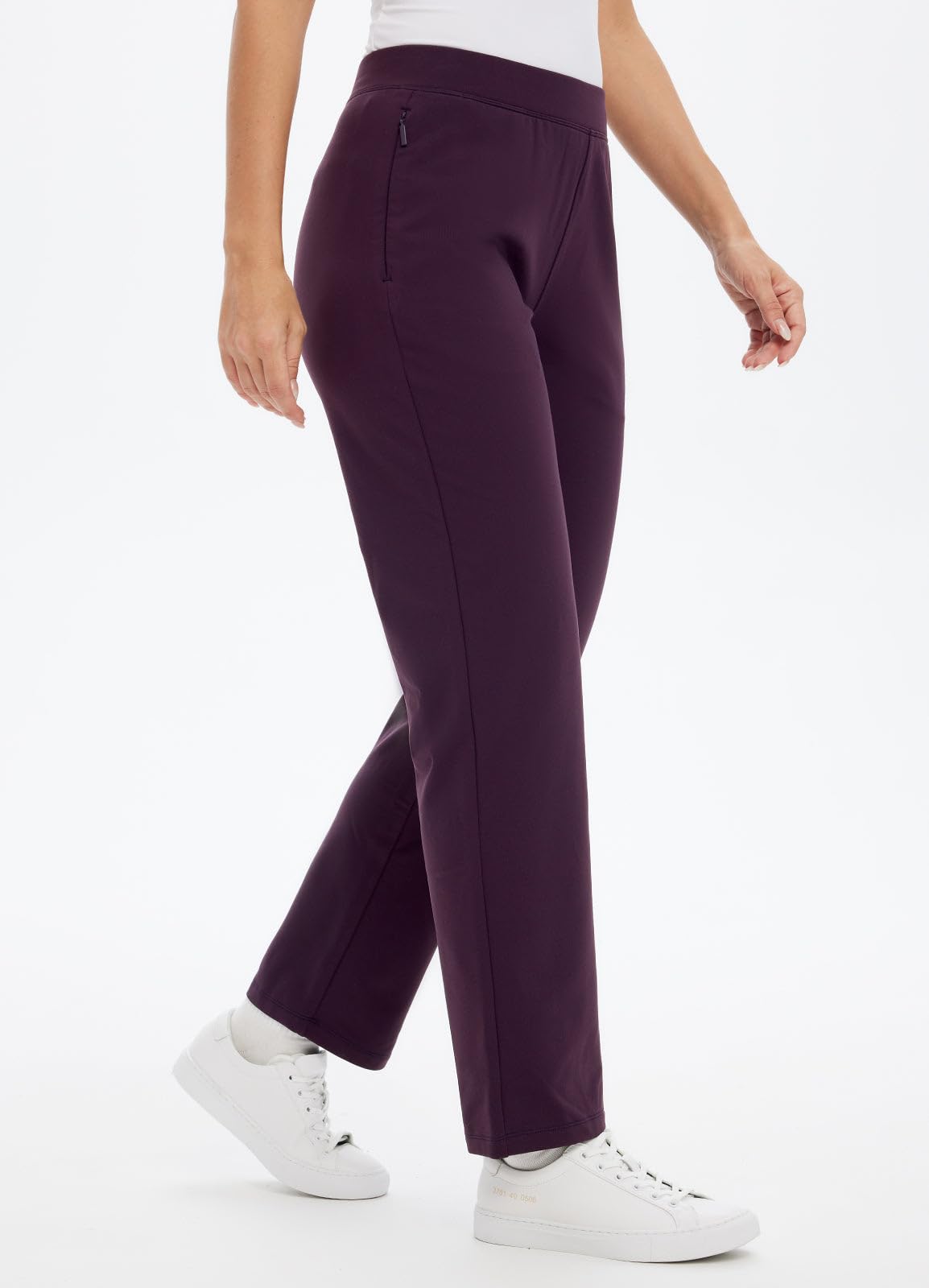 Baleaf fleece-lined pants waistband close-up with pull-on comfort
