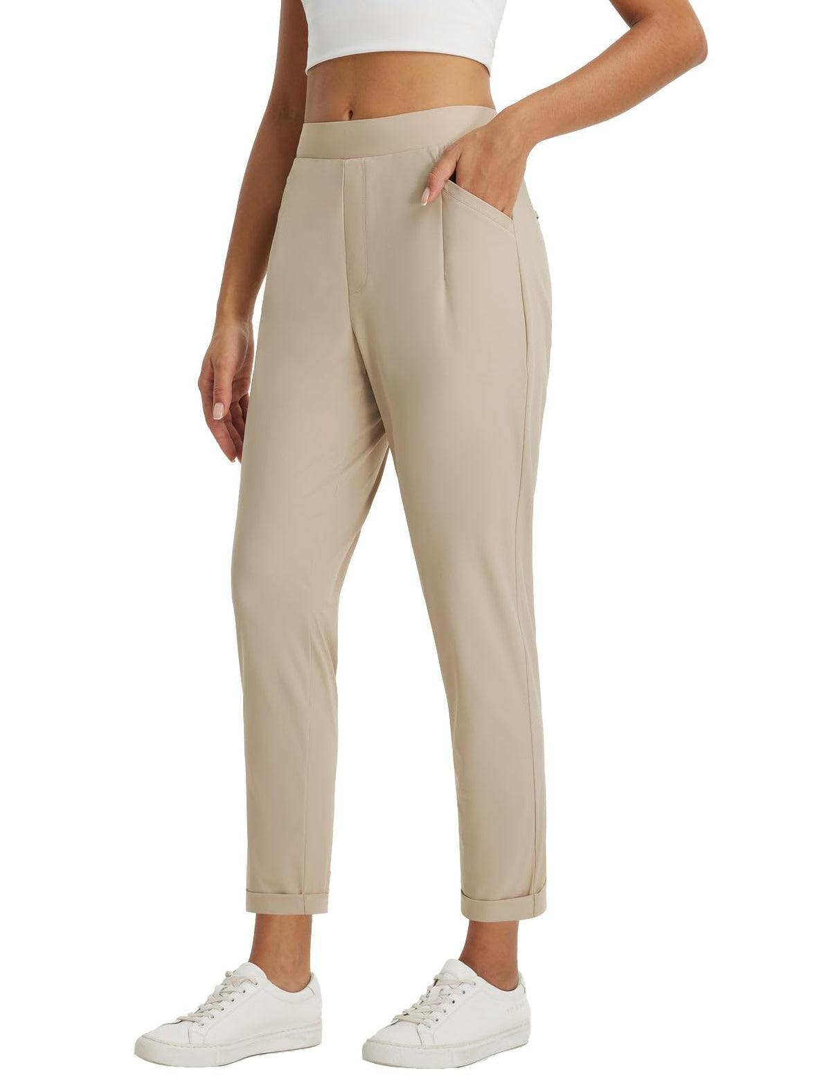 baleaf womens khaki dress pants stretch fabric for all-day comfort