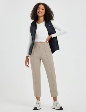 baleaf Womens Khaki Travel Pants waistband detail with inner drawstring for a secure fit.