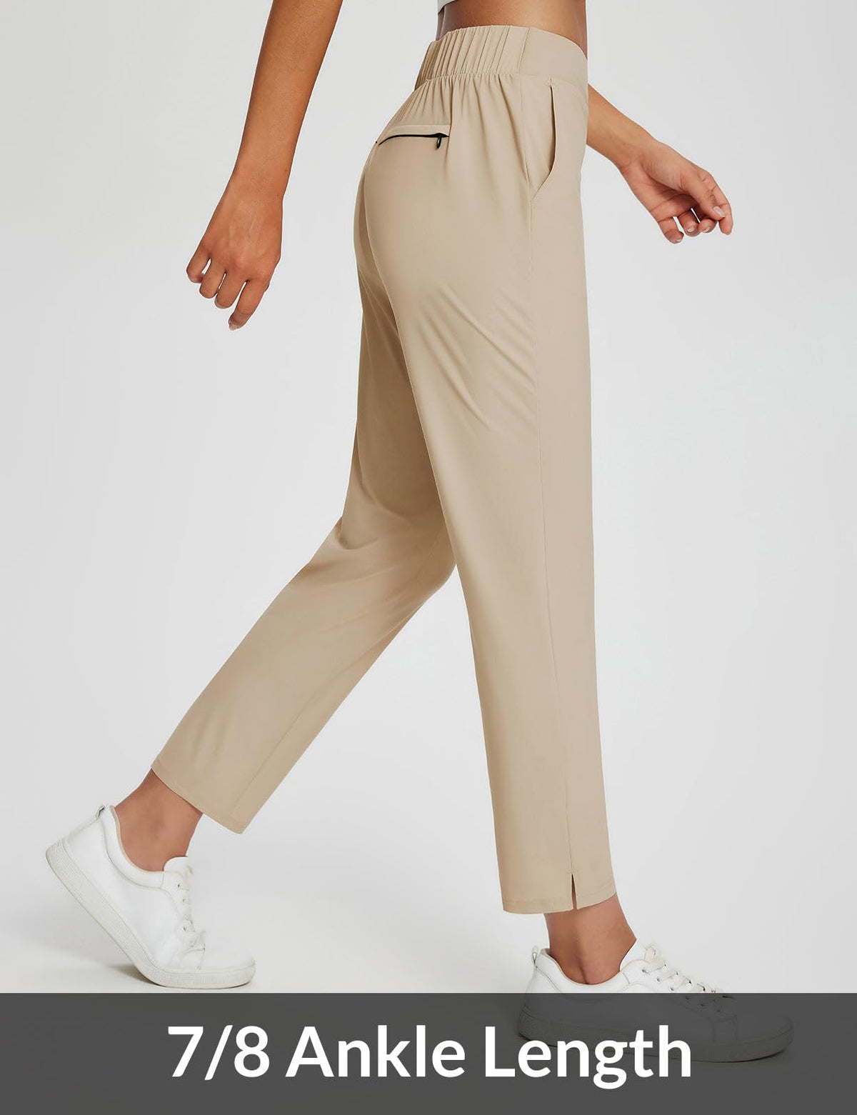 Baleaf formal athleisure khaki work pants pairing with loafers or sneakers