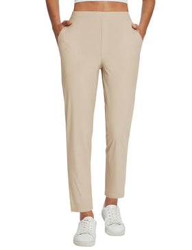 Baleaf women's khaki work pants in lightweight stretch fabric for all‑day comfort at work