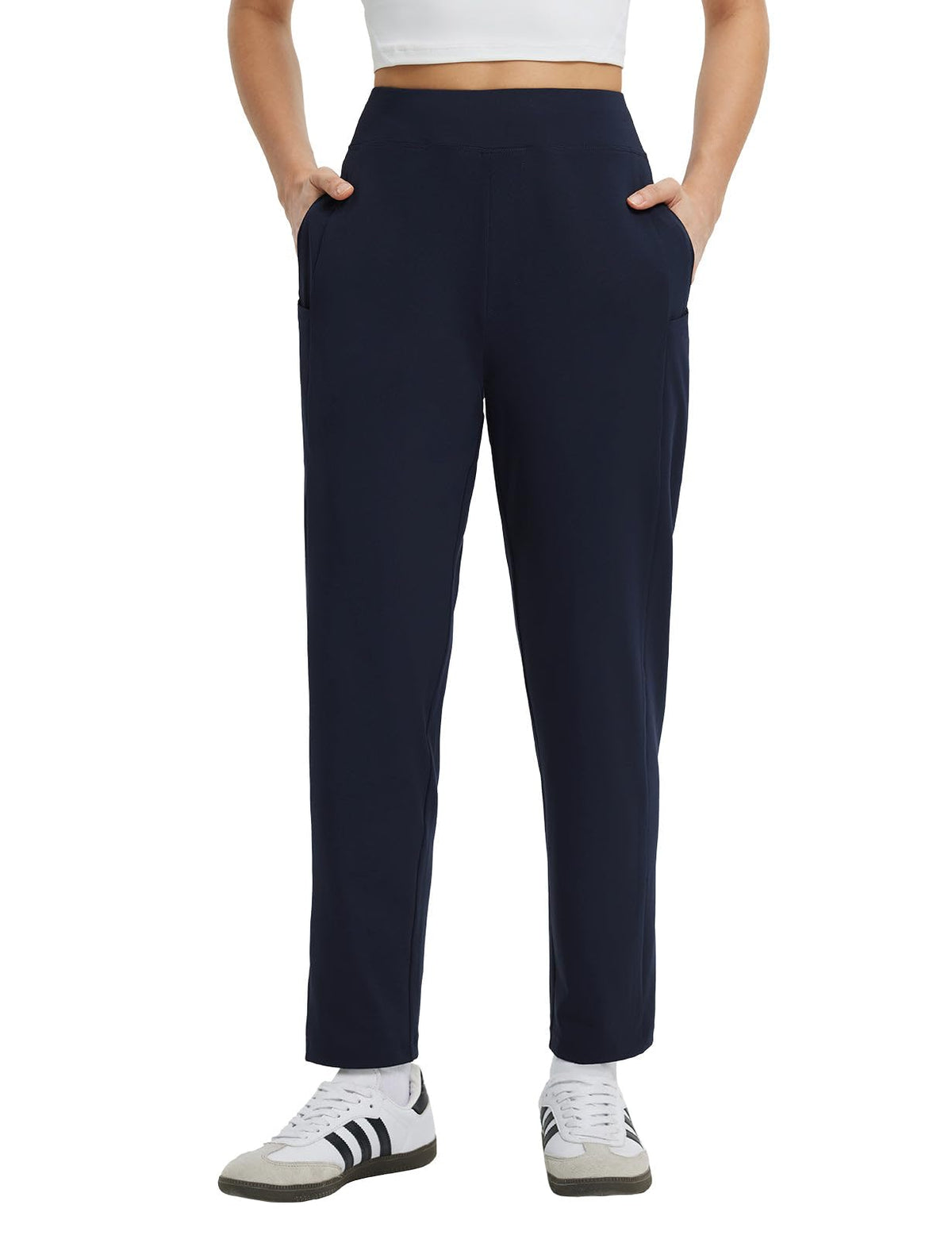 Baleaf women's travel pants with 6 pockets shown for travel days