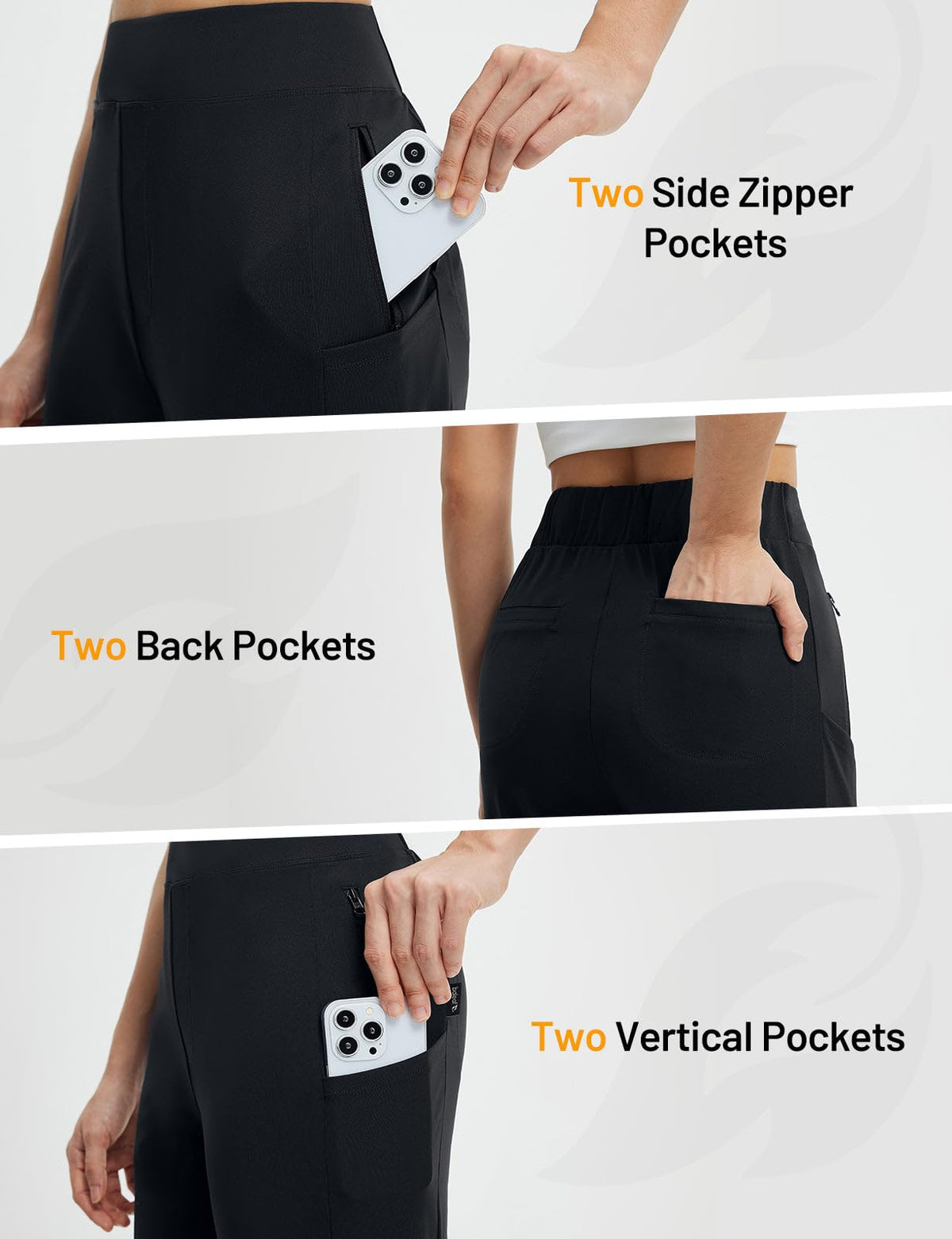 Baleaf pants with 7/8 ankle length to elongate legs and add sleek lines.