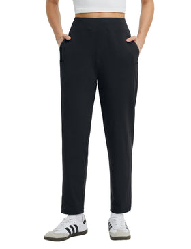 Baleaf Women's Travel Pants front view with six pockets for on-the-go organization.