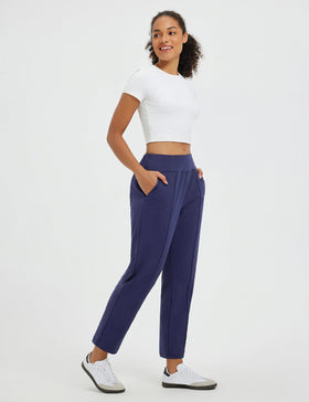 baleaf Navy blue travel pants pair with heels or sneakers for any setting.