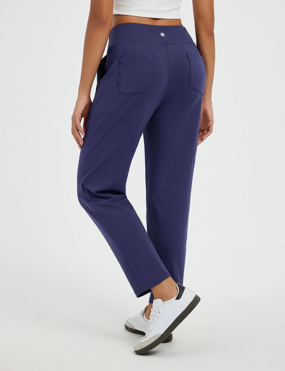 Baleaf pants navy side pocket view highlights roomy pockets for essentials