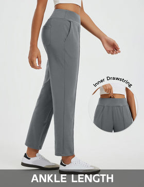 Slimming ankle-length Baleaf pants provide a polished silhouette.