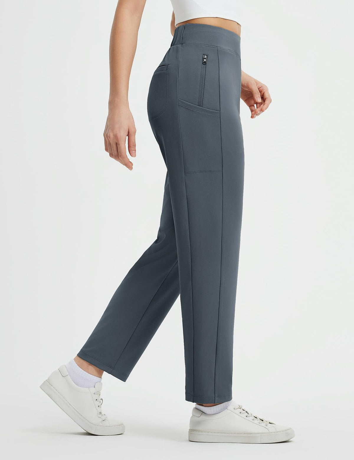 Baleaf travel pants showing zippered thigh pockets for valuables