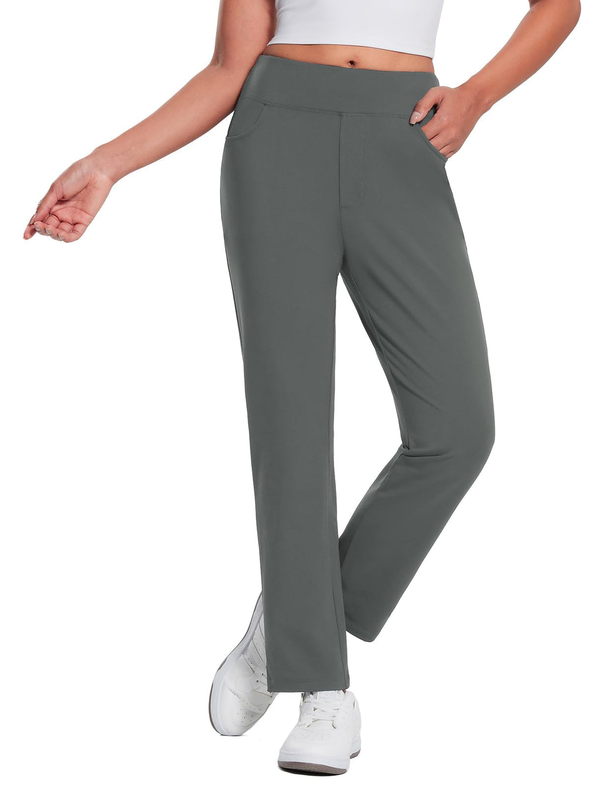 Baleaf Women's work pants fleece-lined for all-day warmth on cool days.