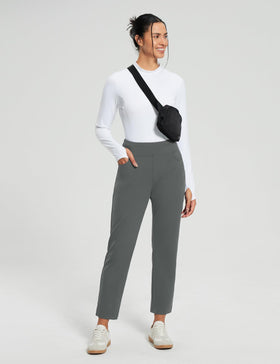 Baleaf women's work pants regular fit back view for a streamlined silhouette