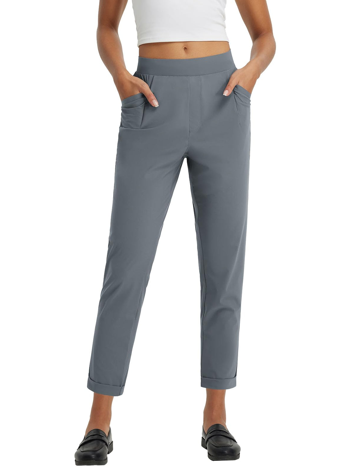 baleaf women's work pants stretch four-way fabric, all-day comfort for professional wear.