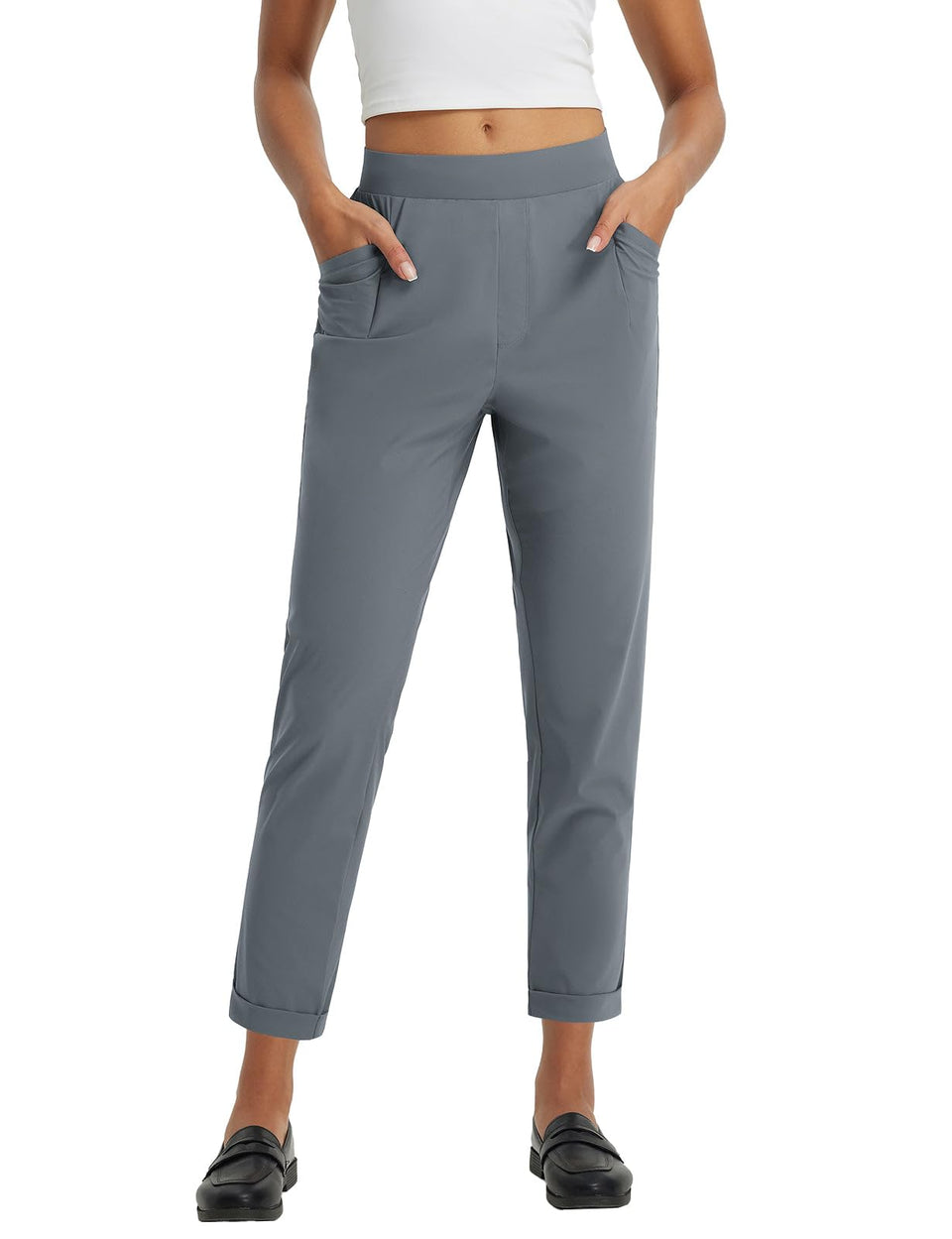 baleaf women's work pants stretch four-way fabric, all-day comfort for professional wear.