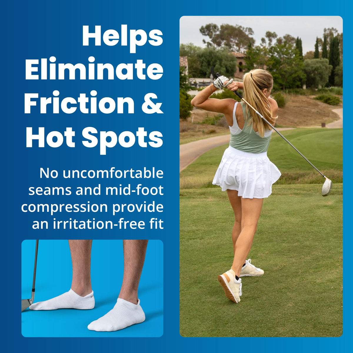 Balega Golf No Show Tab socks seamless design reduces bulk and irritation