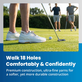 Balega Golf No Show Tab Socks side profile emphasizing secure mid-foot compression.