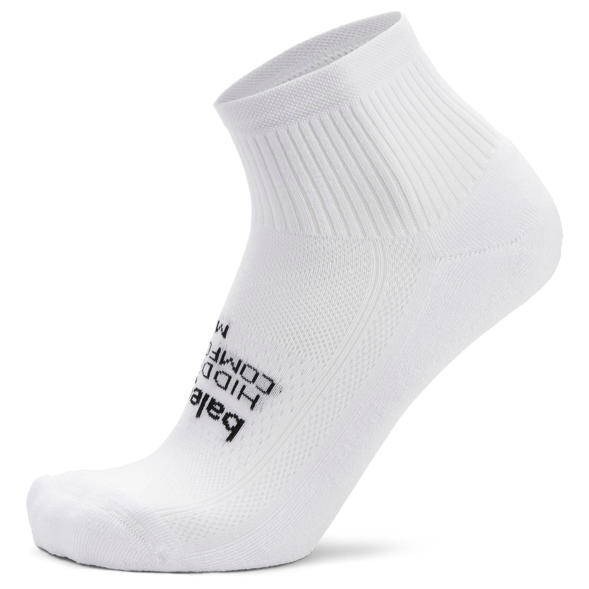 Balega Hidden Comfort quarter sock front view with plush cushioning for daily runs