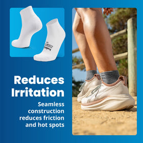 Moisture-wicking Drynamix fabric in Balega Hidden Comfort socks keeps feet dry.