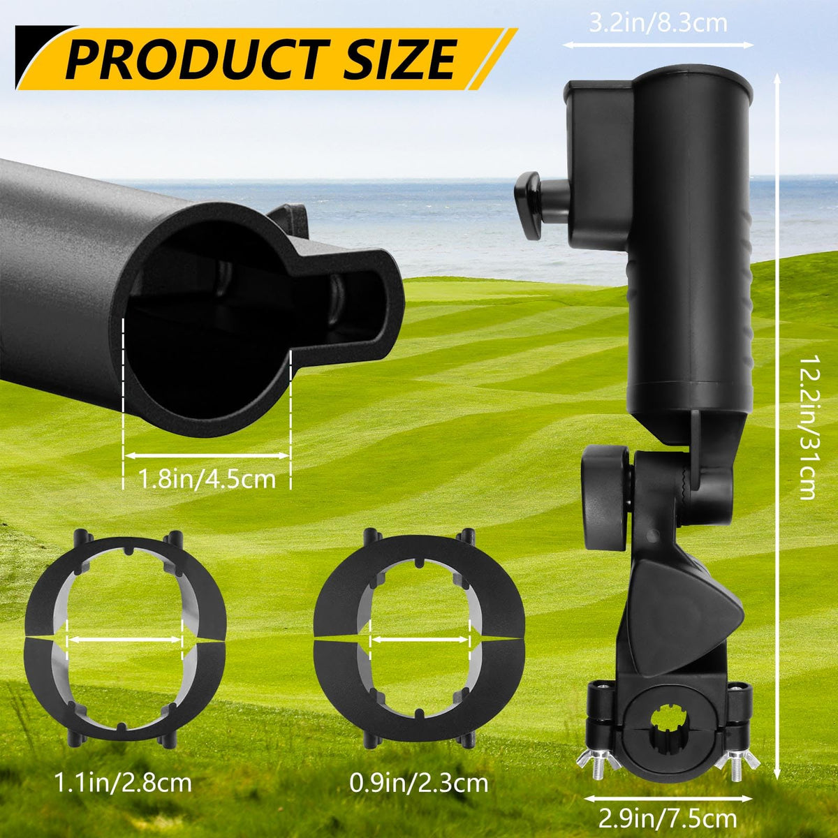 BangBoom umbrella holder displaying adjustable fit for different handle sizes