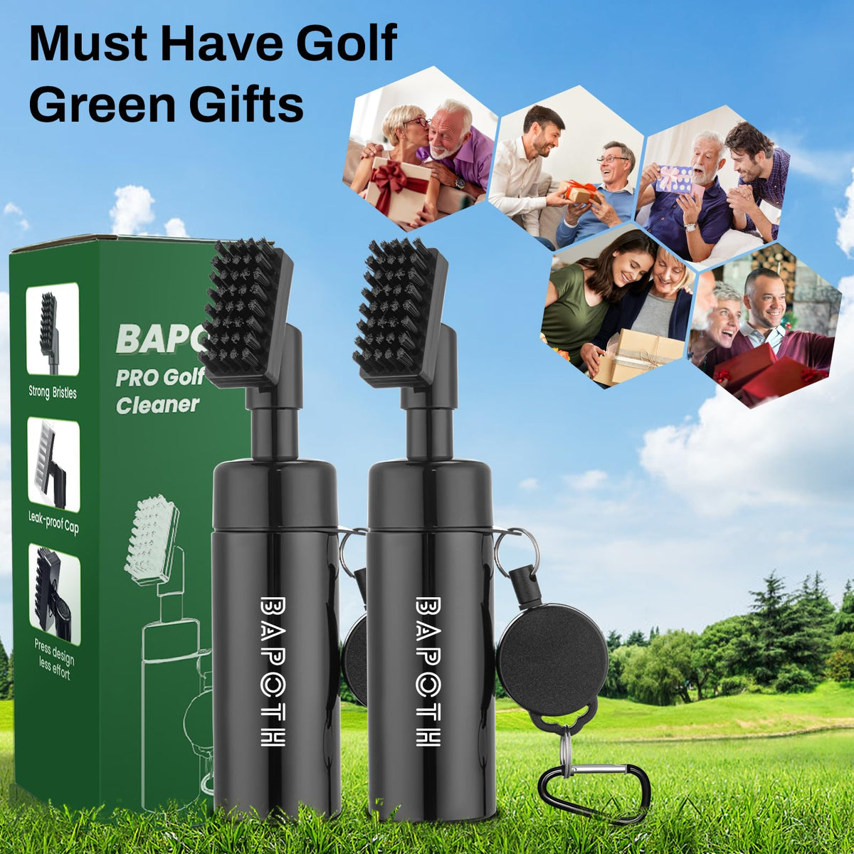 BAPOTH brush switches between wash and dry brush for full head cleaning