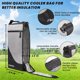 BAPOTH cooler bag with cart hook attachment to a golf cart.