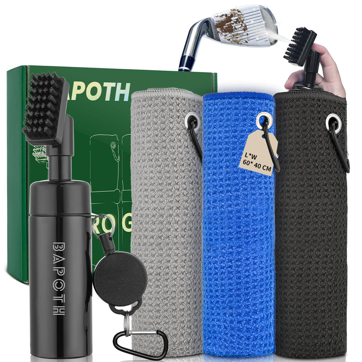 BAPOTH golf towel close-up with waffle weave for fast debris pickup