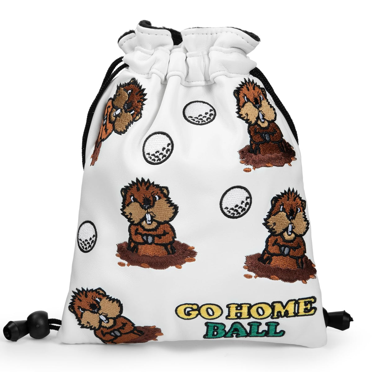 Barudan Golf Funny Valuables Pouch with Drawstrings in white for on-course storage.
