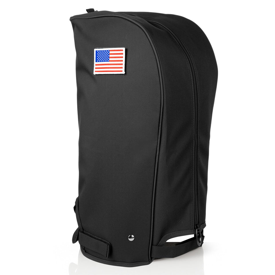 Barudan Golf rain hood on bag, front view showing universal fit for 8.5–9 inch bags
