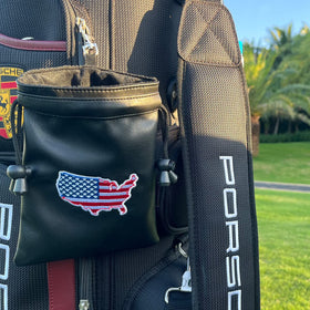 Barudan Golf PU leather drawstring pouch close-up showing durable material
