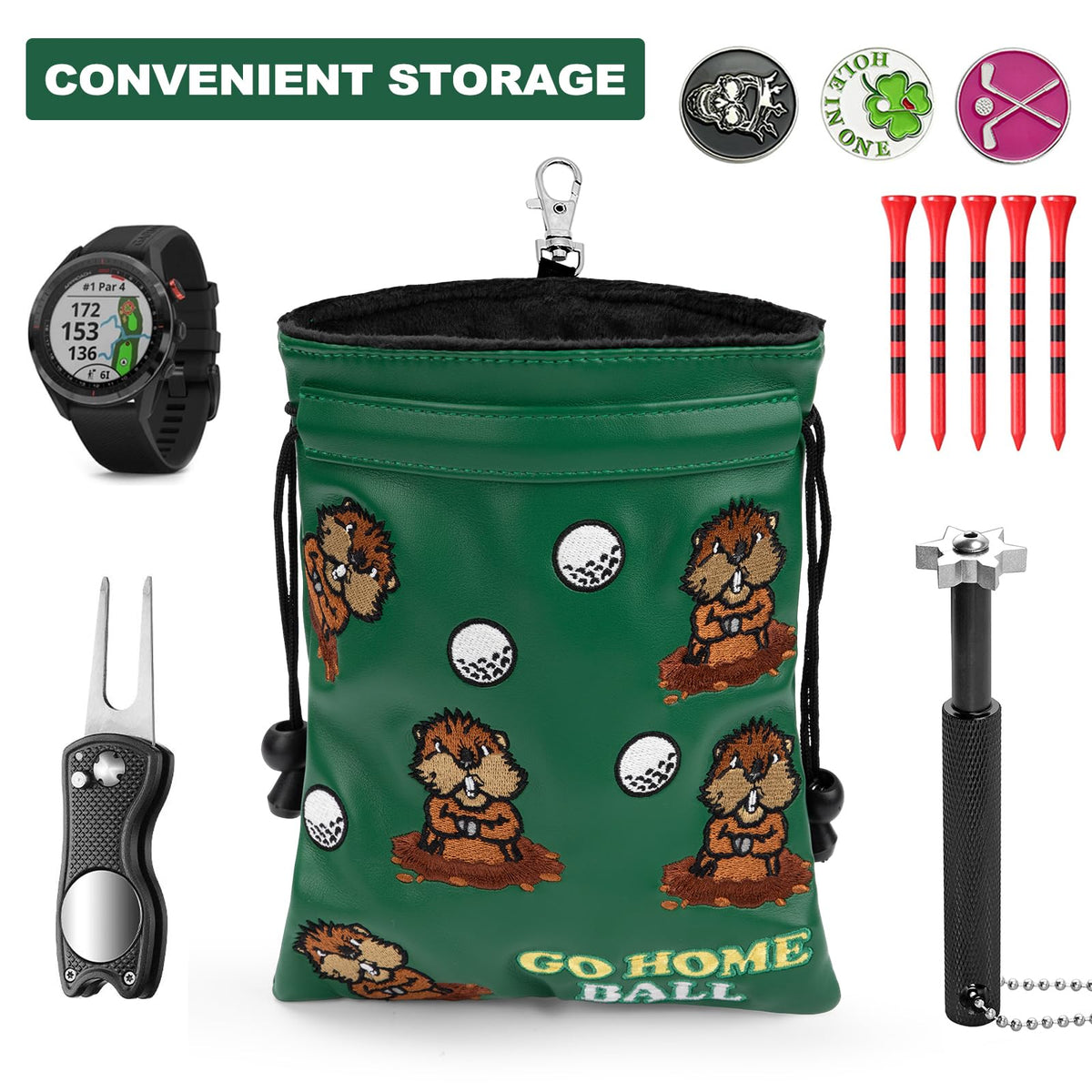 Barudan Golf synthetic leather green pouch ideal for on-course essentials.