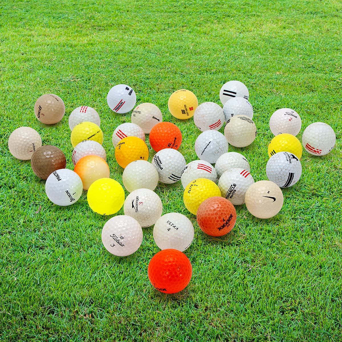 Bastex worn and blemished surface textures mimic on-course balls for practice realism.